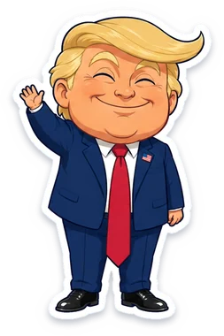 Little Donny, waving, standing on a box beside it