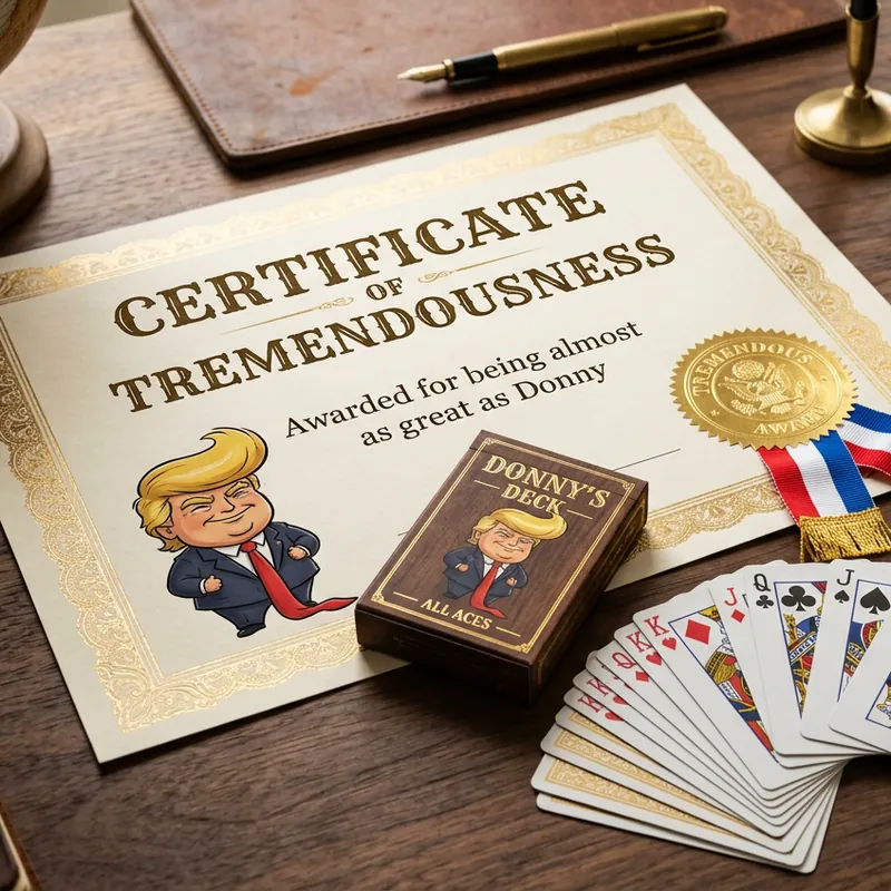 Certificate of Tremendousness, a mockup photo.