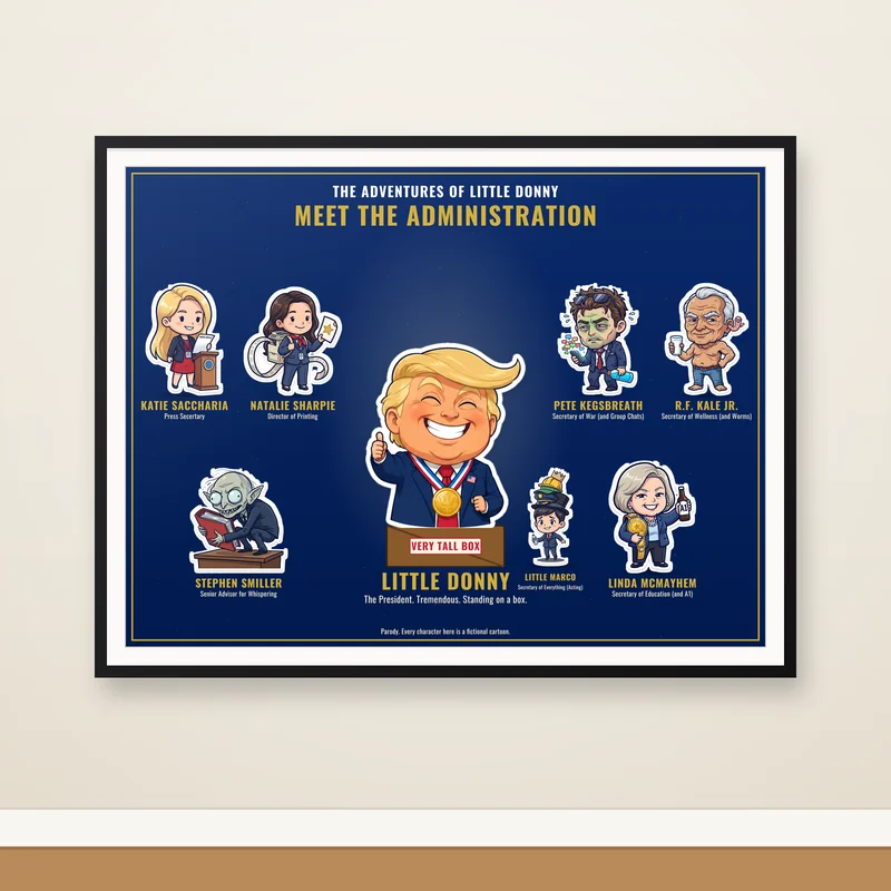 "Meet the Administration" Poster, a mockup photo.