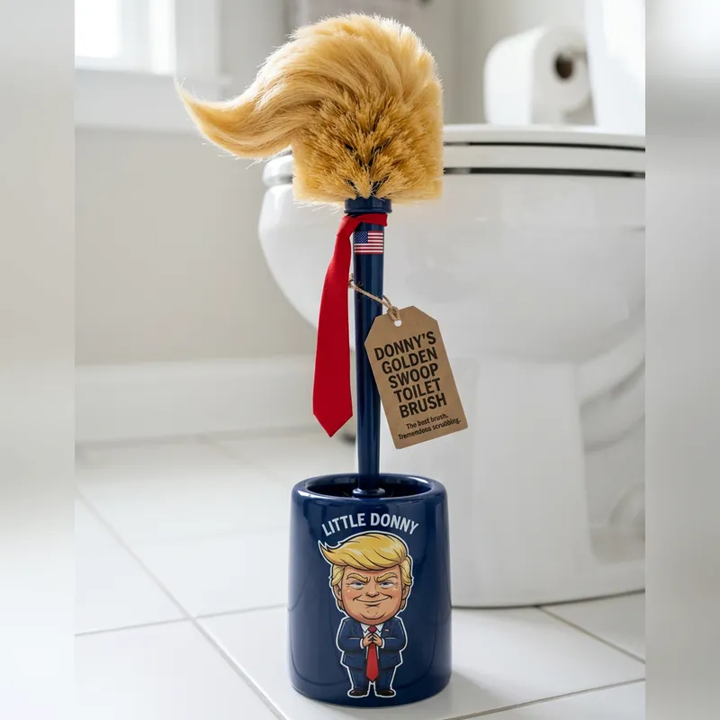 Golden Swoop Toilet Brush, a mockup photo.
